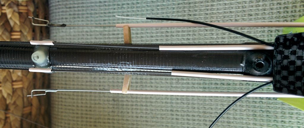 Balsa supports for aileron control rods 
